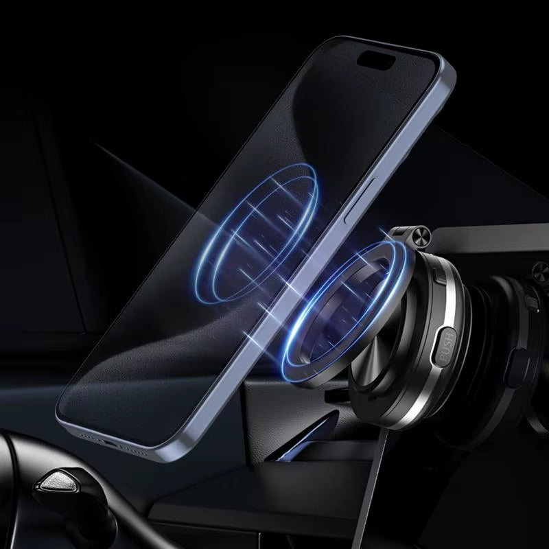 Car Magnetic Phone Mount Vacuum Double-Sided Magnetic Suction Cup Phone Holder Folding Phone Bracket 360 Rotation Phone Rack